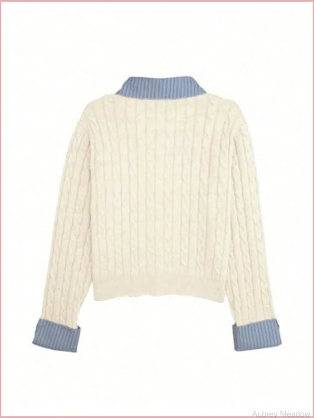 Cropped Collared Cable Knit Cardigan Button Down Long Sleeve Preppy Fall - Picture 2 of 5